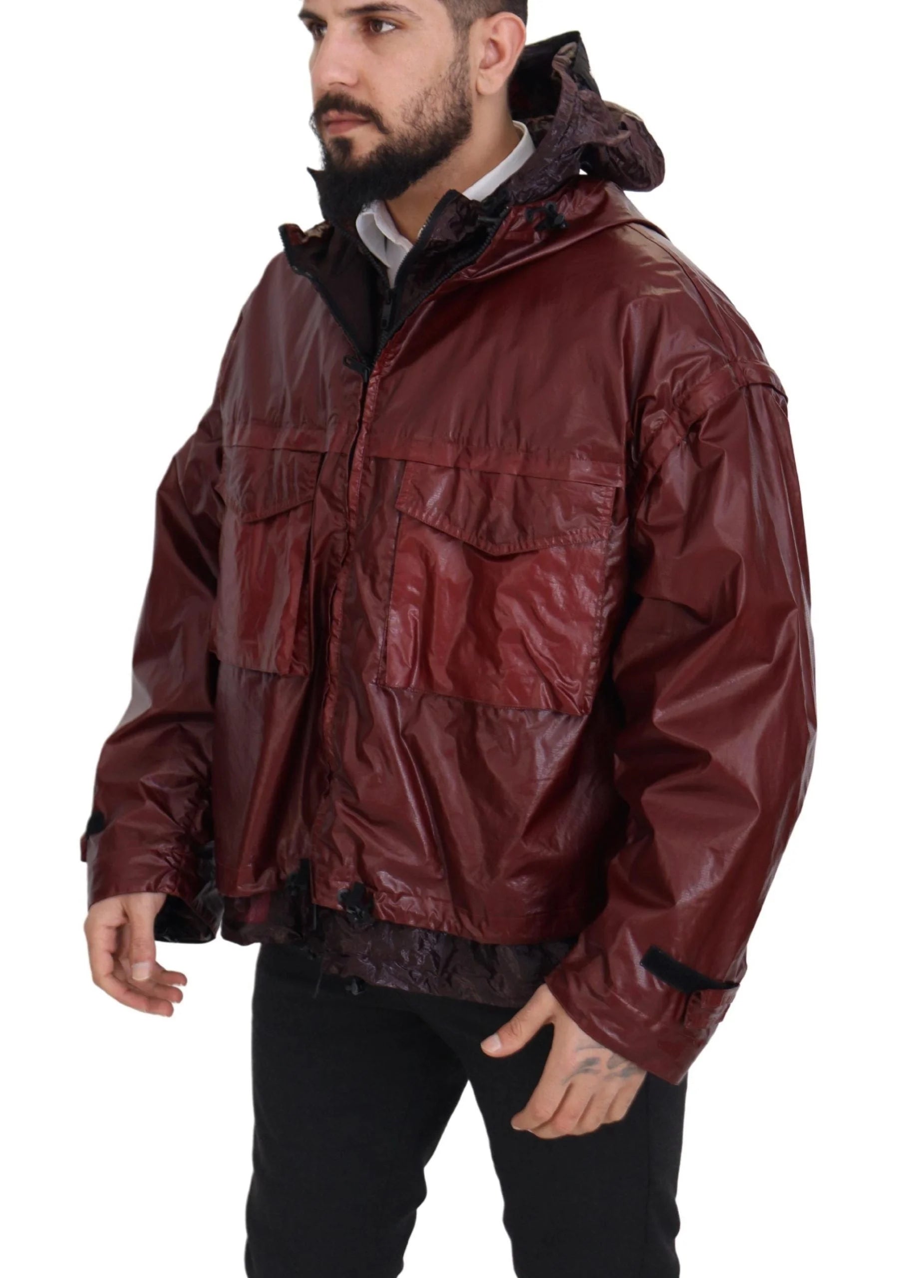 Dolce & Gabbana Bordeaux Cotton Hooded Full Zip Jacket - IT50 | L - Track Jackets