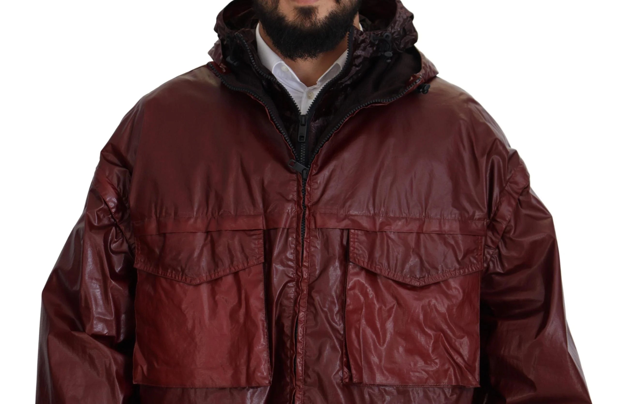 Dolce & Gabbana Bordeaux Cotton Hooded Full Zip Jacket - IT50 | L - Track Jackets