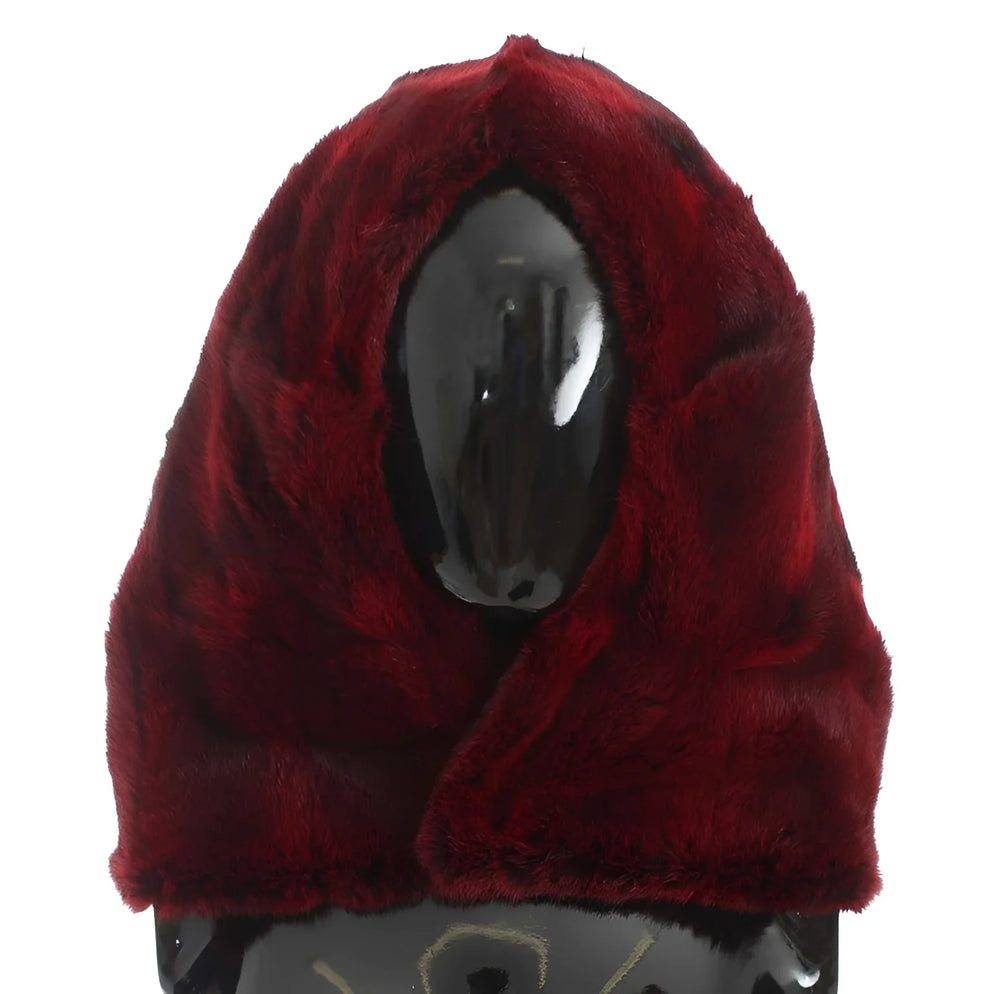 Dolce & Gabbana Bordeaux Hamster Fur Crochet Hood Scarf Hat