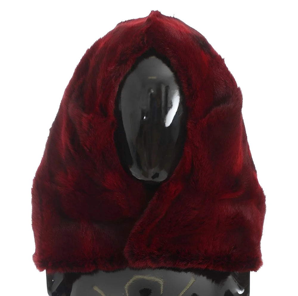 Dolce & Gabbana Bordeaux Hamster Fur Crochet Hood Scarf Hat - Scarves & Shawls