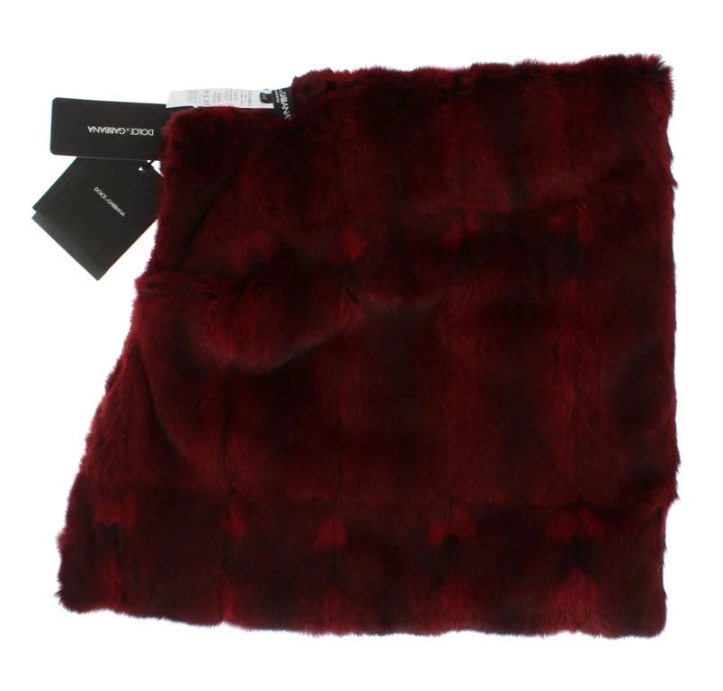 Dolce & Gabbana Bordeaux Hamster Fur Crochet Hood Scarf Hat - Scarves & Shawls