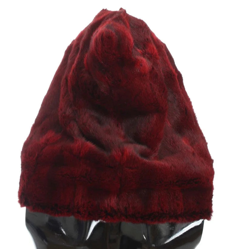 Dolce & Gabbana Bordeaux Hamster Fur Crochet Hood Scarf Hat - Scarves & Shawls