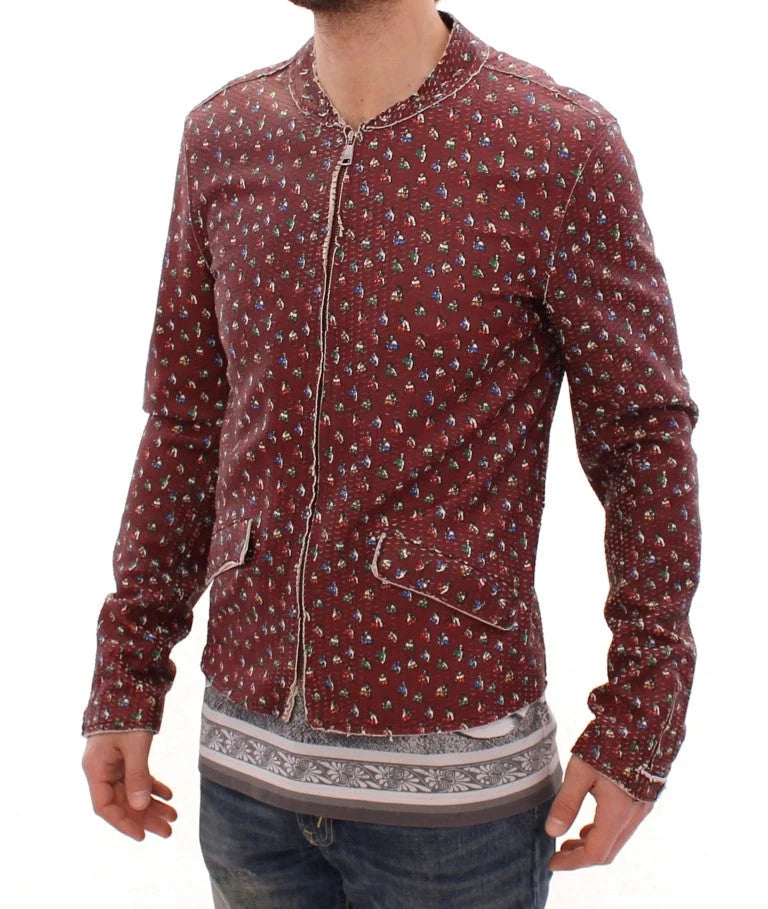 Dolce & Gabbana Bordeaux Leather Boxer Print Jacket Coat - IT48 | M - Sport Jackets