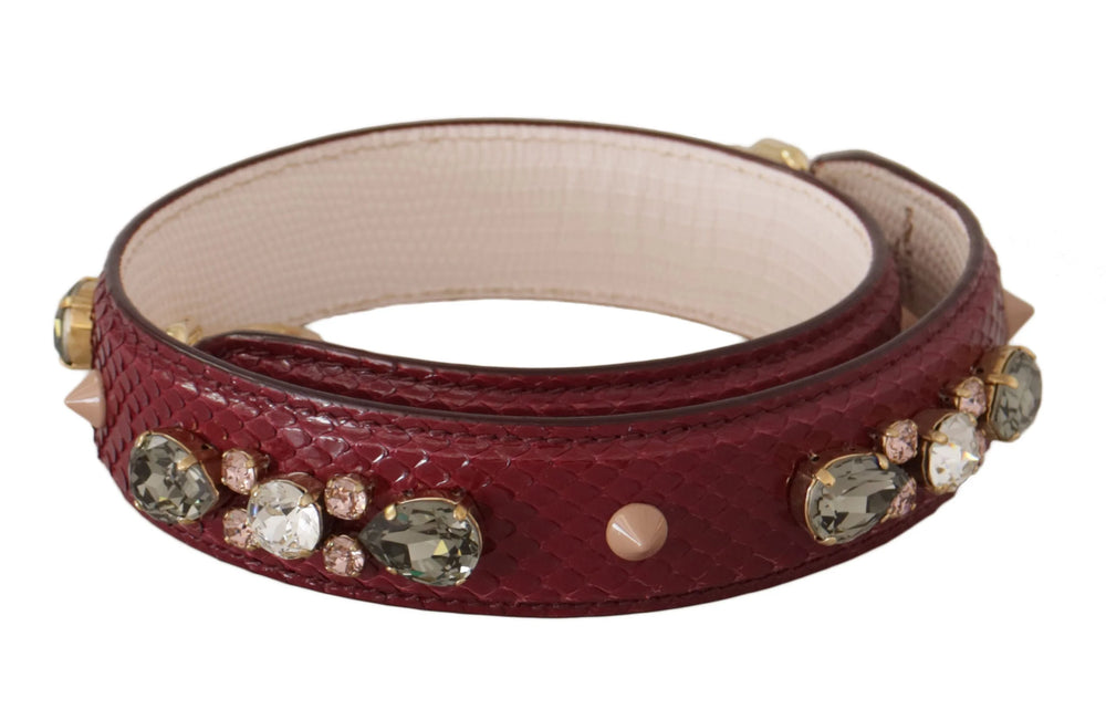 Dolce & Gabbana Bordeaux Leather Crystals Bag Shoulder Strap - Handbag & Wallet Accessories