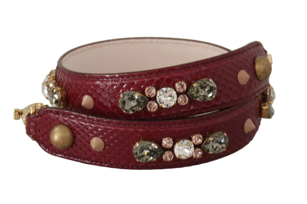 Dolce & Gabbana Bordeaux Leather Crystals Bag Shoulder Strap - Handbag & Wallet Accessories