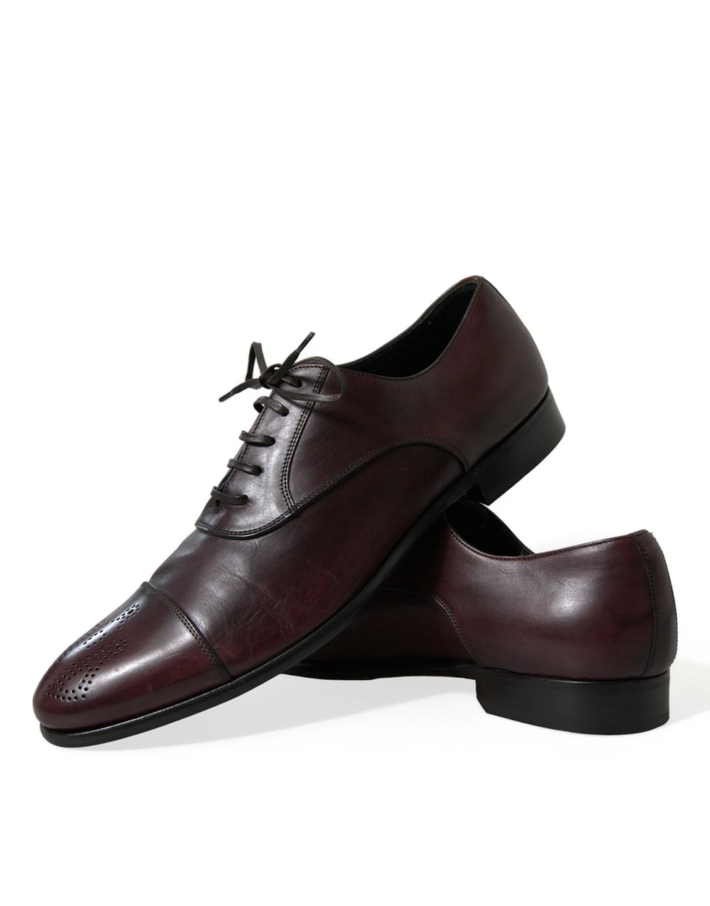 Dolce & Gabbana Bordeaux Leather Men Formal Derby Dress Shoes - EU44/US11 - Shoes
