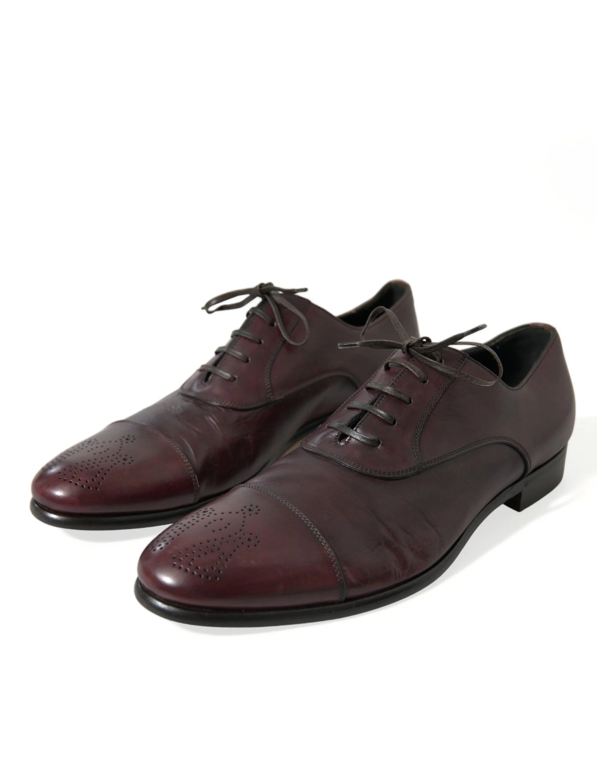 Dolce & Gabbana Bordeaux Leather Men Formal Derby Dress Shoes - EU44/US11 - Shoes