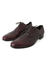 Dolce & Gabbana Bordeaux Leather Men Formal Derby Dress Shoes - EU44/US11 - Shoes