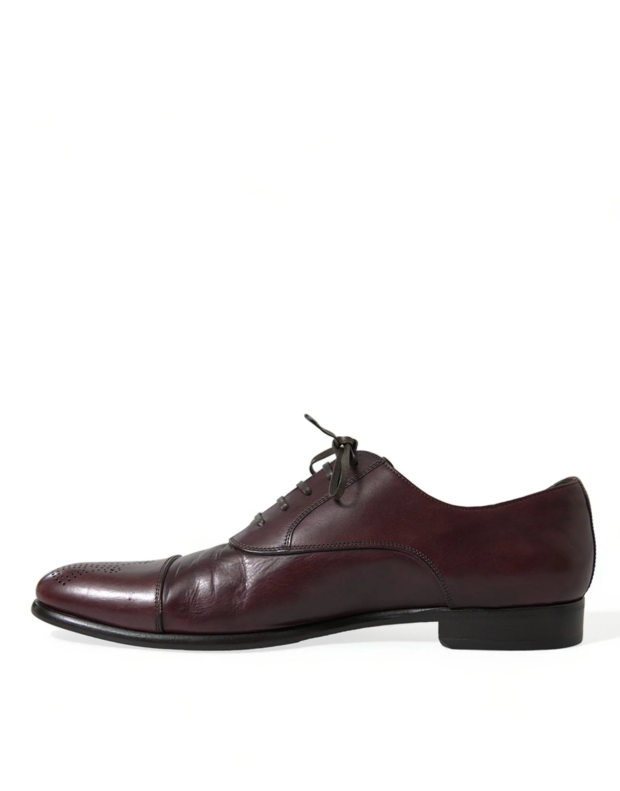 Dolce & Gabbana Bordeaux Leather Men Formal Derby Dress Shoes - EU44/US11 - Shoes