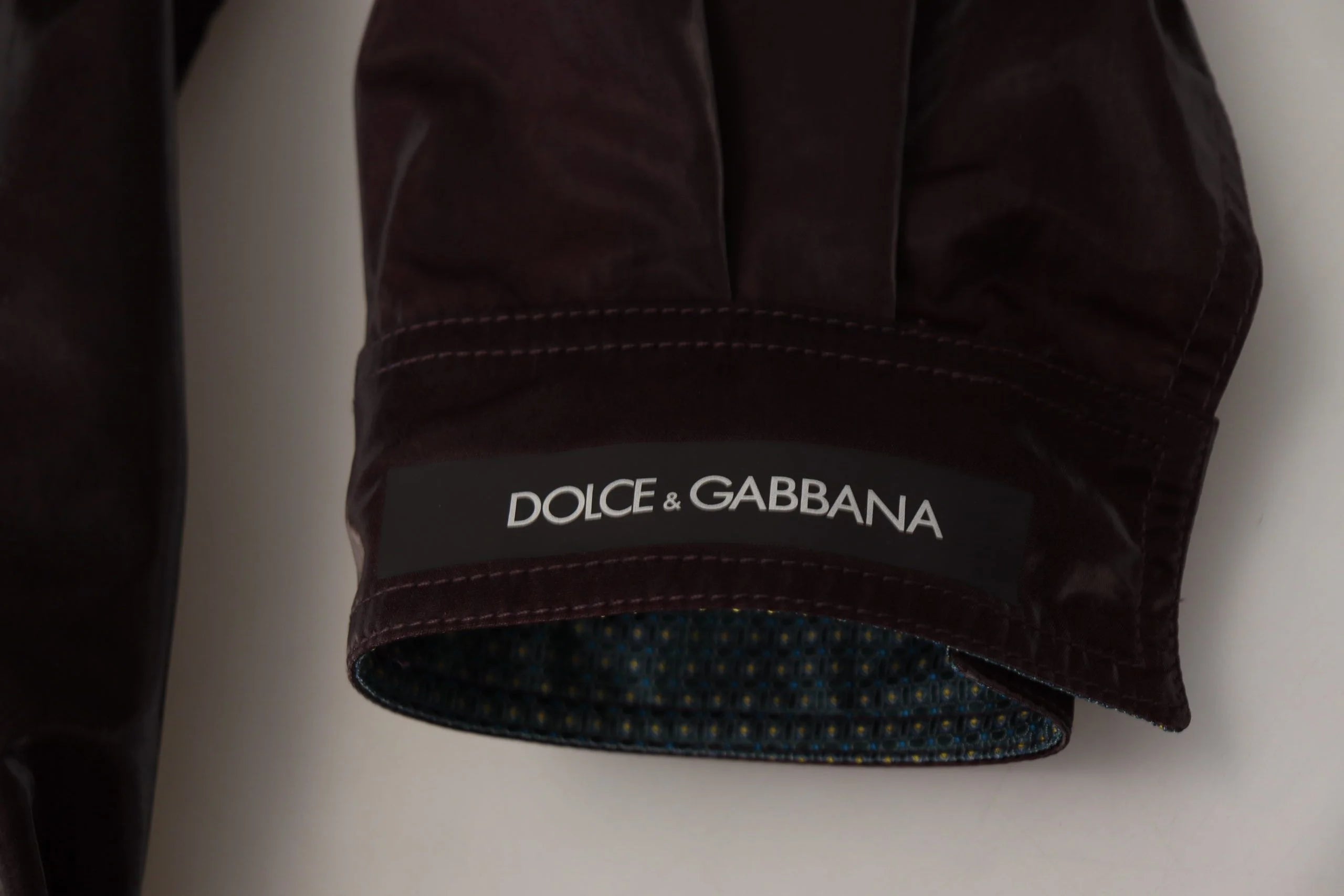 Dolce & Gabbana Bordeaux Nylon Collared Men Coat Jacket - L - Coats & Jackets