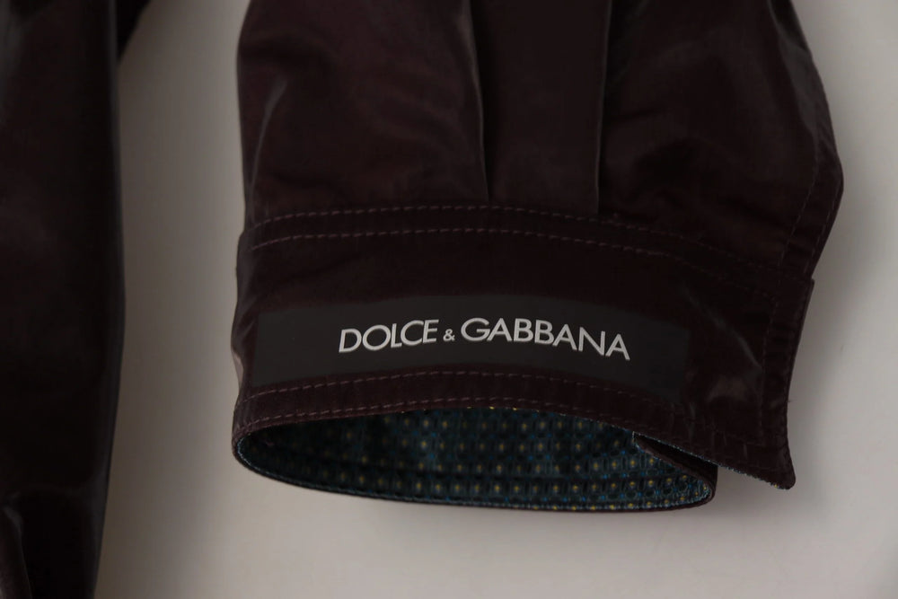 Dolce & Gabbana Bordeaux Nylon Collared Men Coat Jacket - L - Coats & Jackets