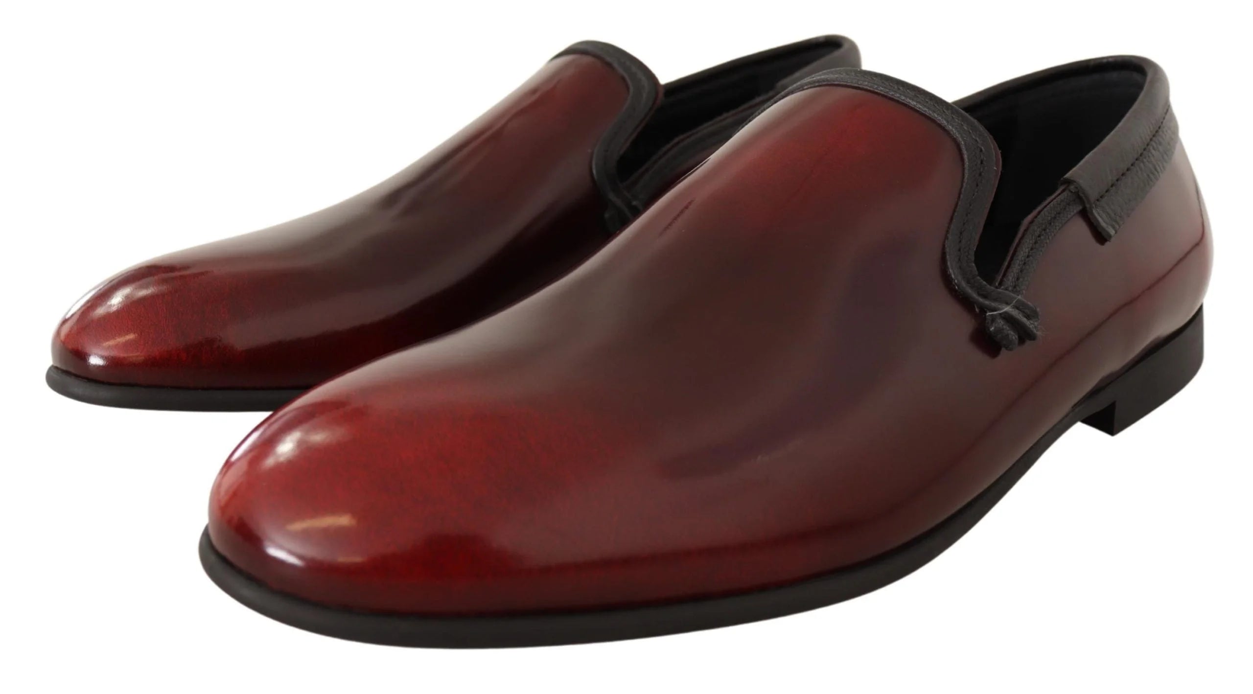 Dolce & Gabbana Bordeaux Patent Leather Dress Loafers Shoes - EU40.5/US7.5 - Flats