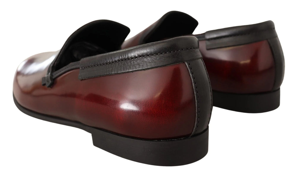 Dolce & Gabbana Bordeaux Patent Leather Dress Loafers Shoes - EU40.5/US7.5 - Flats