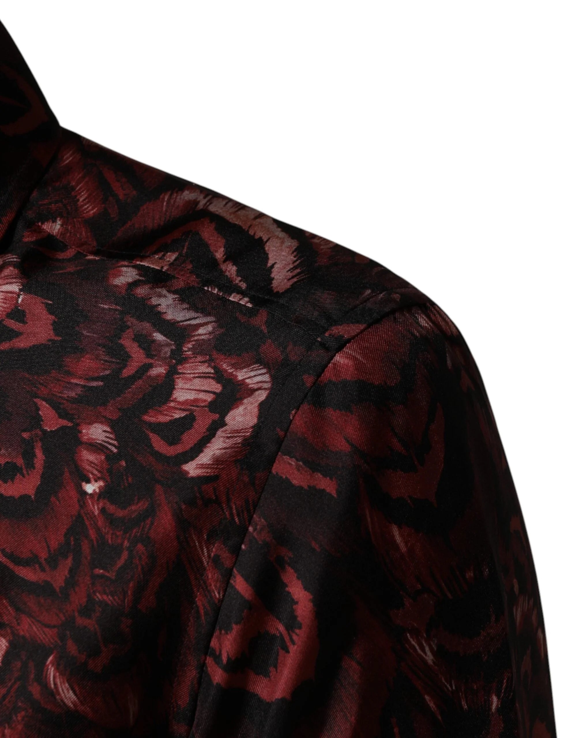 Dolce & Gabbana Bordeaux Patterned Collared Men Dress Shirt - IT40 | M