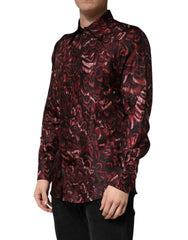 Dolce & Gabbana Bordeaux Patterned Collared Men Dress Shirt - IT40 | M