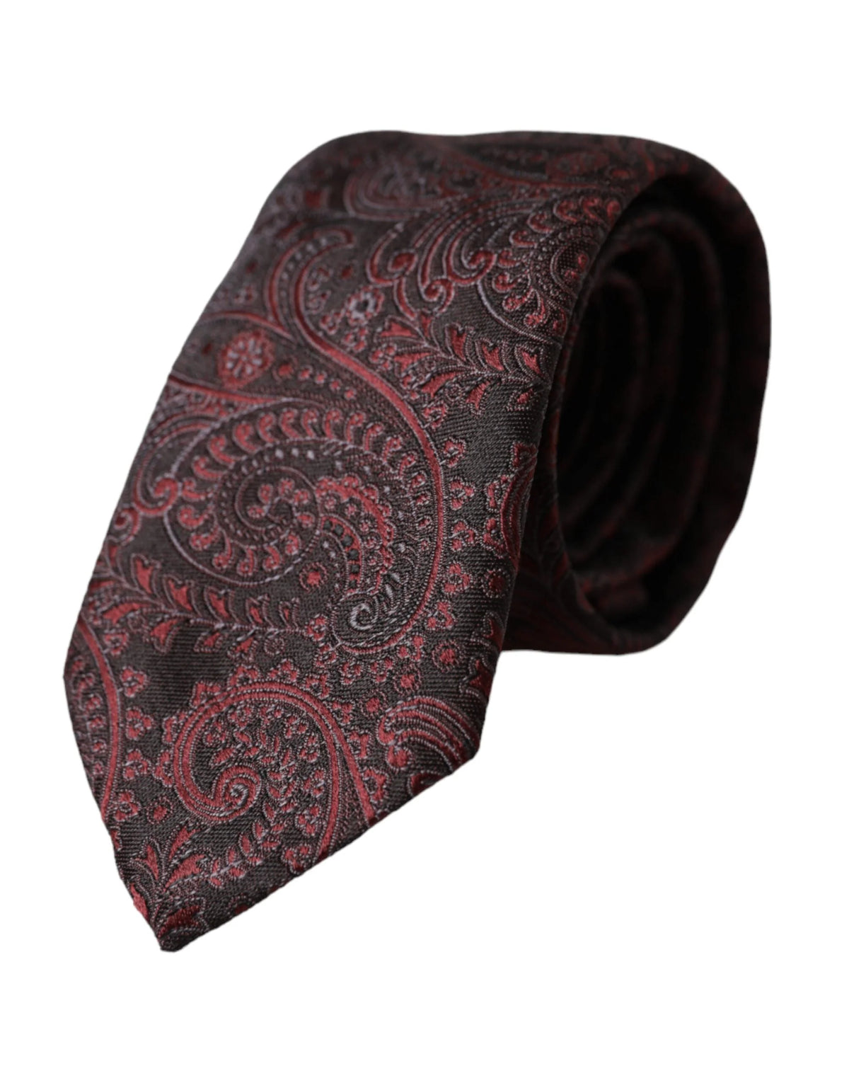 Dolce & Gabbana Bordeaux Patterned Silk Adjustable Men Tie - Neckties