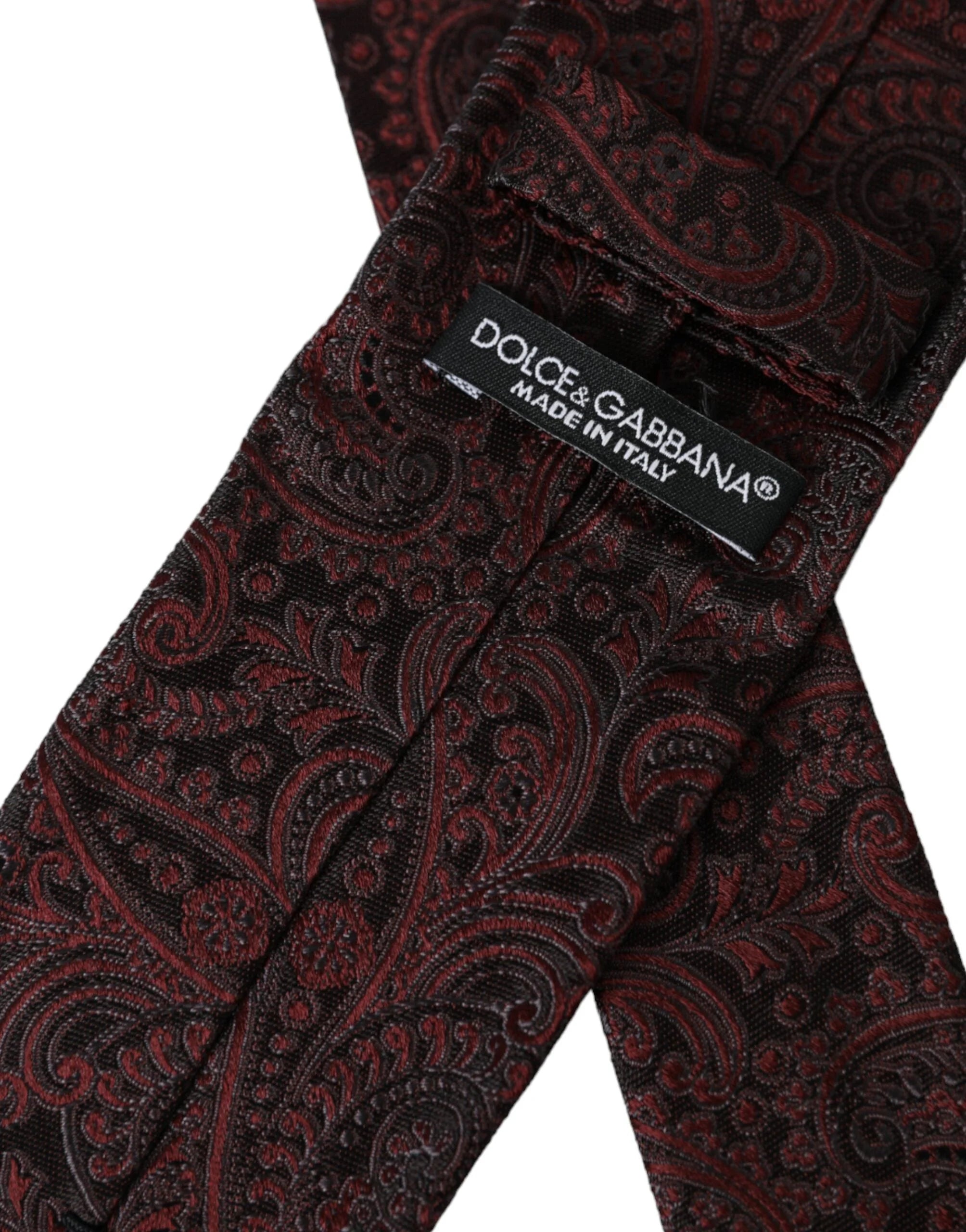 Dolce & Gabbana Bordeaux Patterned Silk Adjustable Men Tie - Neckties