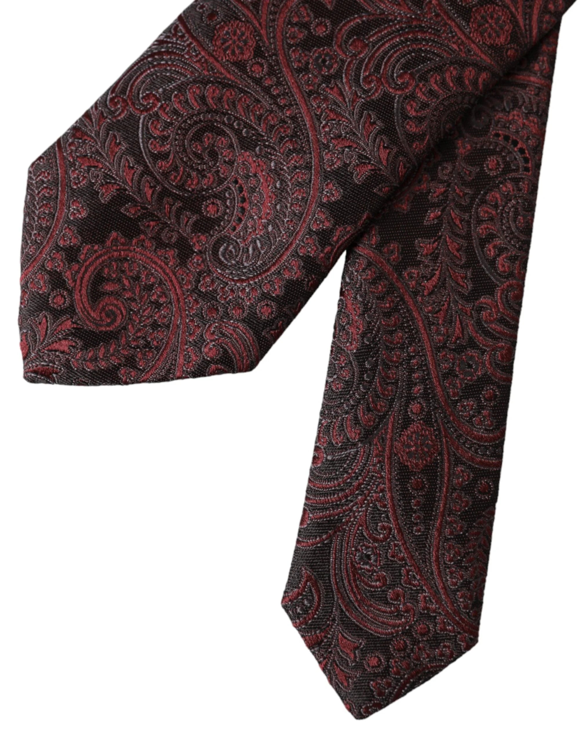 Dolce & Gabbana Bordeaux Patterned Silk Adjustable Men Tie - Neckties