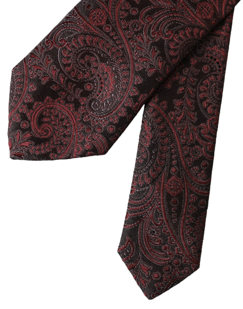 Dolce & Gabbana Bordeaux Patterned Silk Adjustable Men Tie - Neckties
