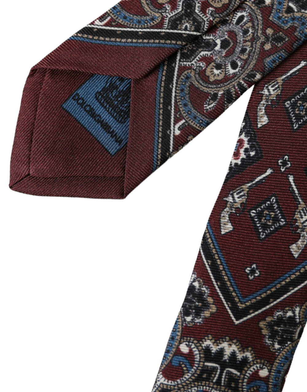 Dolce & Gabbana Bordeaux Printed 100% Silk Adjustable Men Tie - Neckties