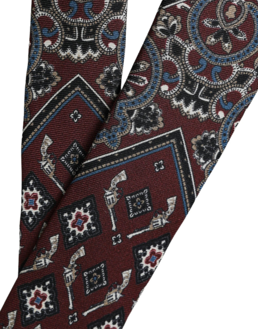 Dolce & Gabbana Bordeaux Printed 100% Silk Adjustable Men Tie - Neckties