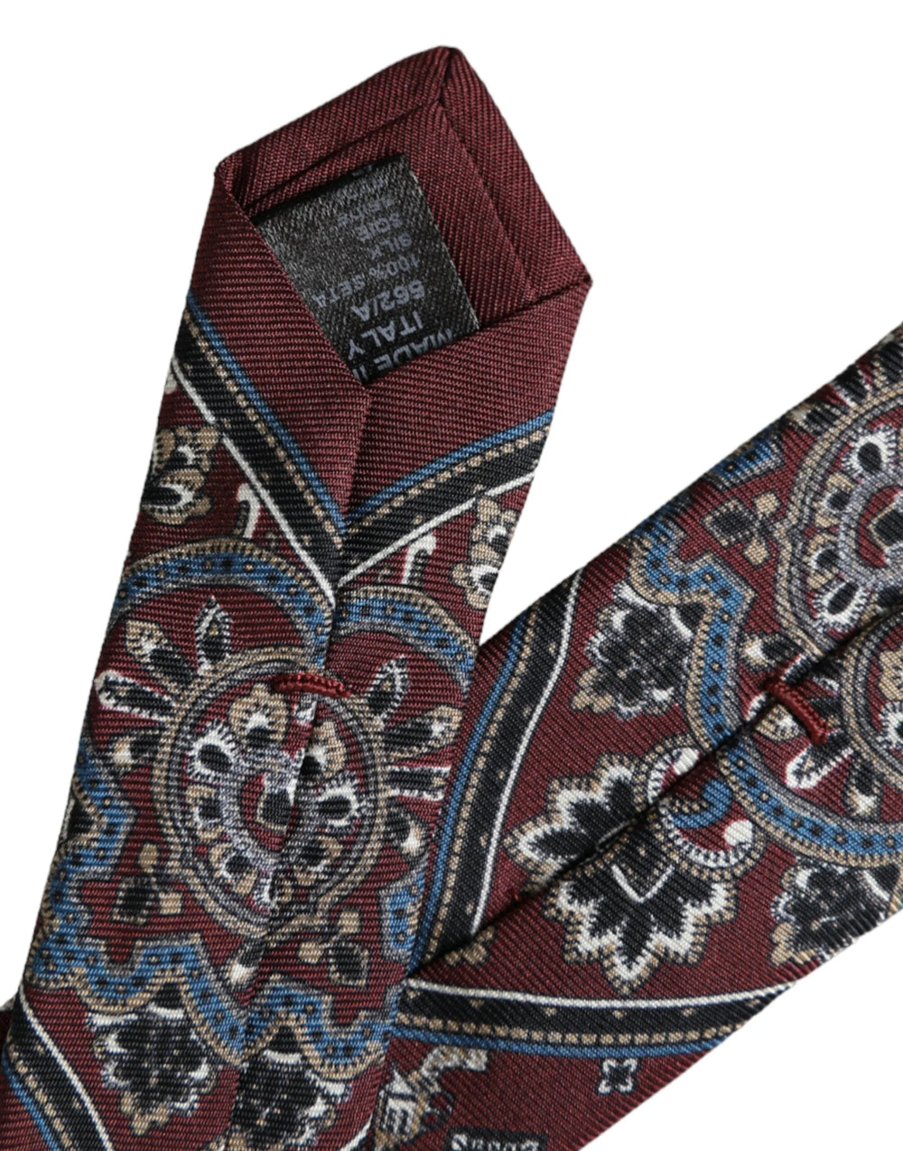Dolce & Gabbana Bordeaux Printed 100% Silk Adjustable Men Tie - Neckties