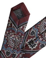 Dolce & Gabbana Bordeaux Printed 100% Silk Adjustable Men Tie - Neckties