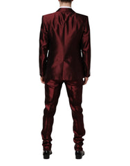 Dolce & Gabbana Bordeaux Silk 2 Piece Single Breasted Suit - IT50 | L - Suits