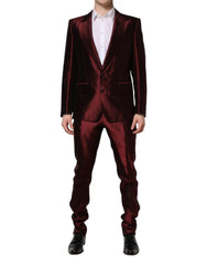 Dolce & Gabbana Bordeaux Silk 2 Piece Single Breasted Suit - IT50 | L - Suits