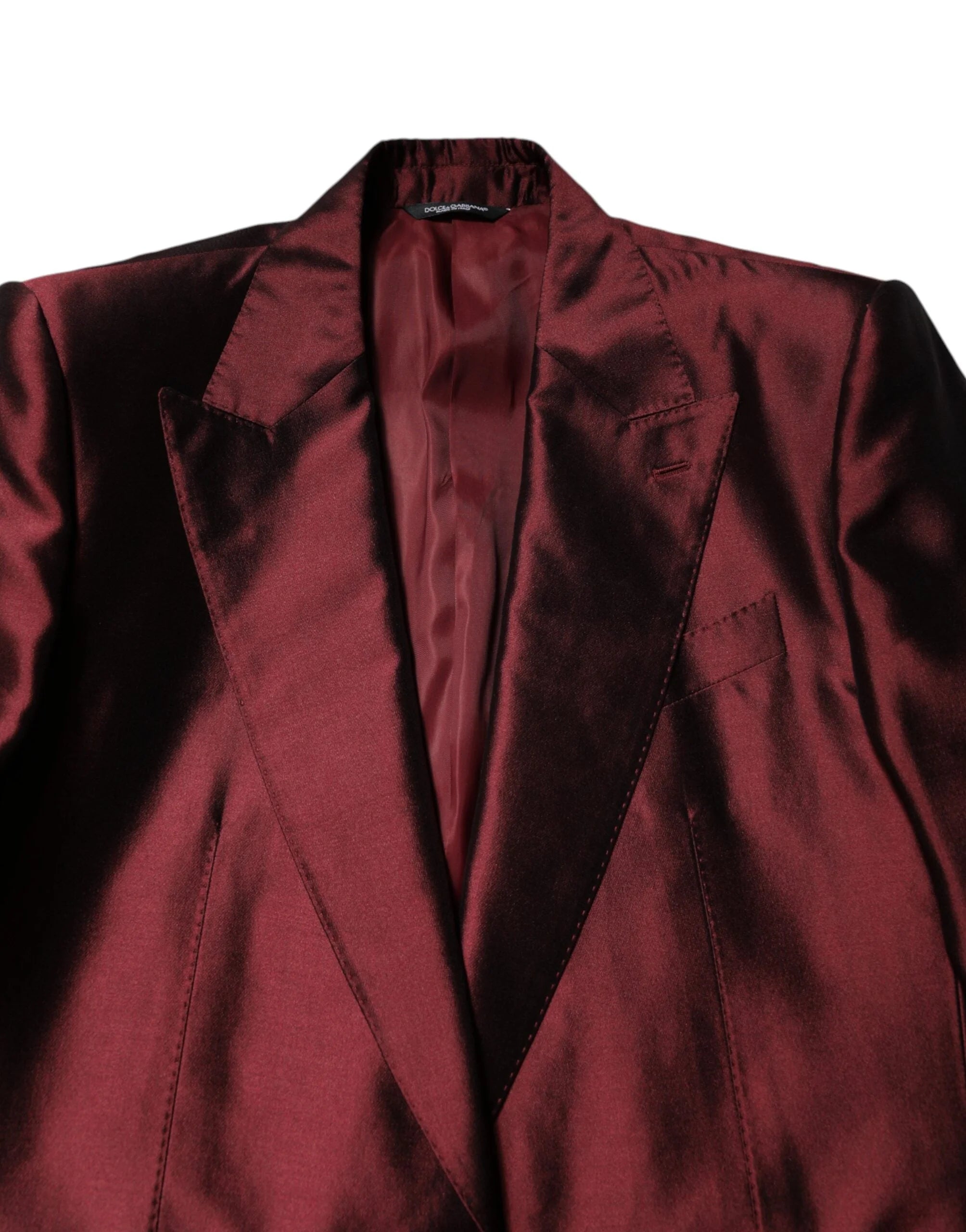 Dolce & Gabbana Bordeaux Silk 2 Piece Single Breasted Suit - IT50 | L - Suits
