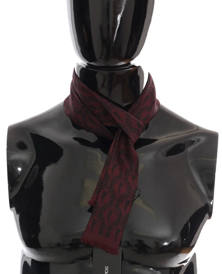 Dolce & Gabbana Bordeaux Silk Crown Chili Scarf - Scarves & Shawls