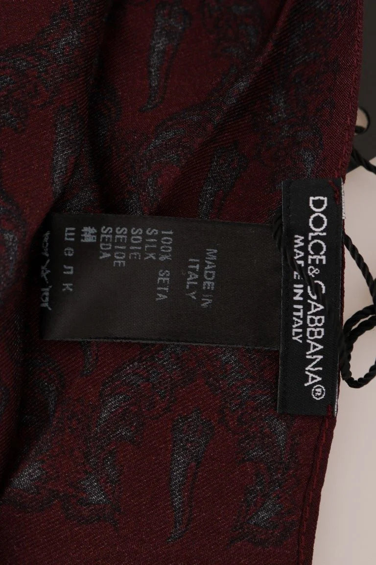 Dolce & Gabbana Bordeaux Silk Crown Chili Scarf - Scarves & Shawls