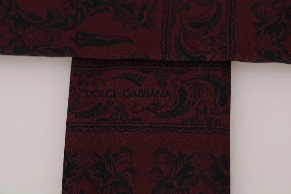 Dolce & Gabbana Bordeaux Silk Crown Chili Scarf - Scarves & Shawls