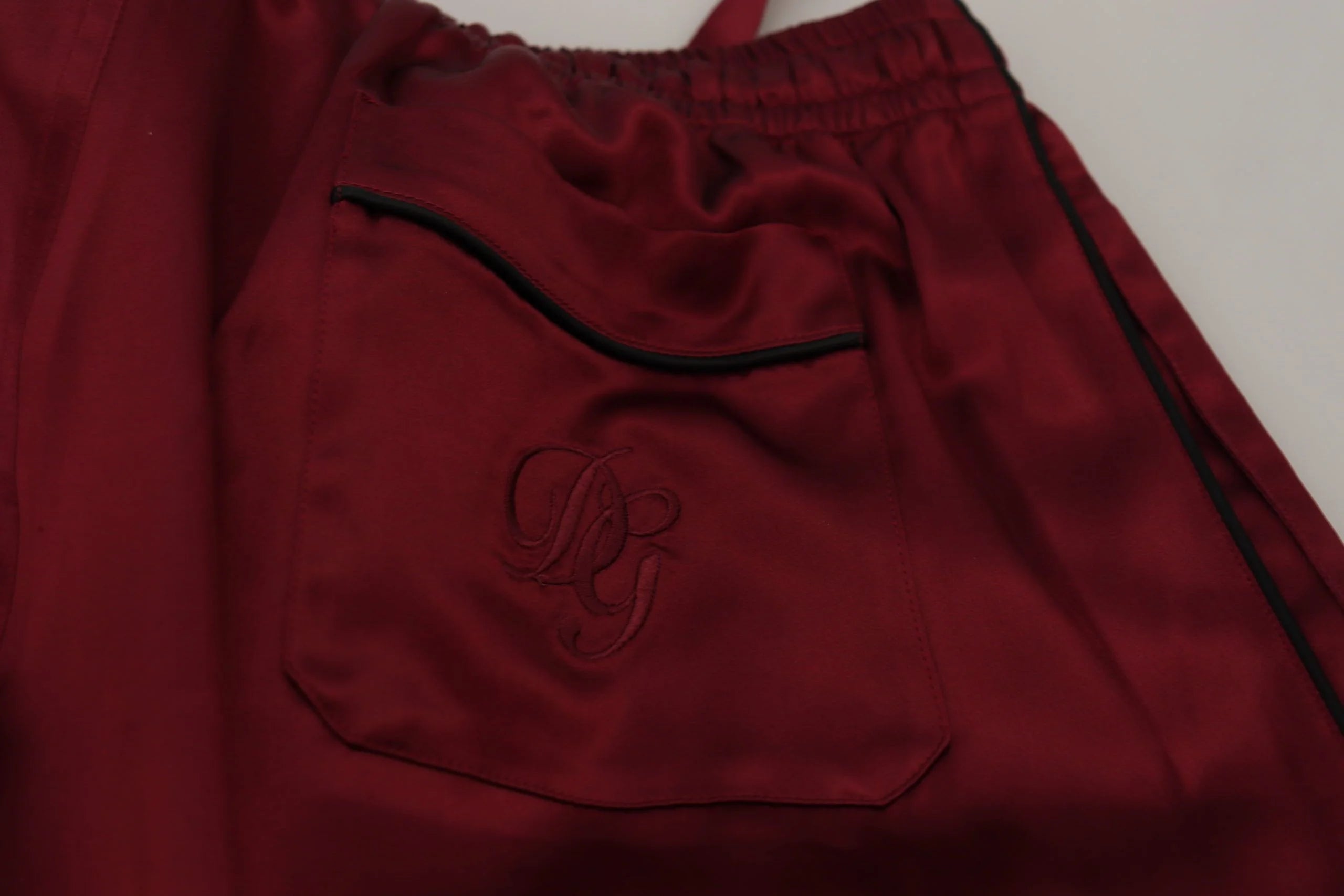 Dolce & Gabbana Bordeaux Silk DG Sleep Lounge Pants - IT48 | M - Joggers