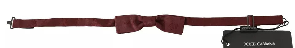 Dolce & Gabbana Bordeaux Silk Floral Faille Adjustable Bow Tie - Neckties