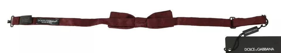 Dolce & Gabbana Bordeaux Silk Floral Faille Adjustable Bow Tie - Neckties