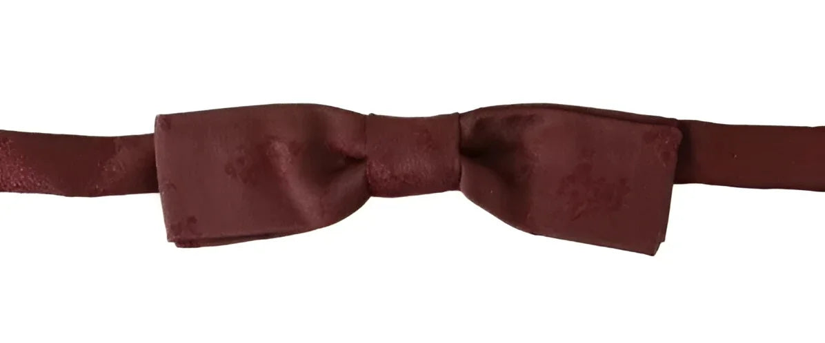 Dolce & Gabbana Bordeaux Silk Floral Faille Adjustable Bow Tie - Neckties