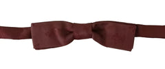 Dolce & Gabbana Bordeaux Silk Floral Faille Adjustable Bow Tie - Neckties