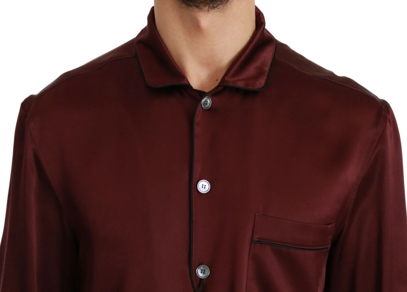 Dolce & Gabbana Bordeaux Silk Pajama Casual Shirt - IT40 | M - Loungewear Tops
