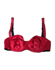 Dolce & Gabbana Bordeaux Silk Stretch Balconcino Bra Underwear - Bras