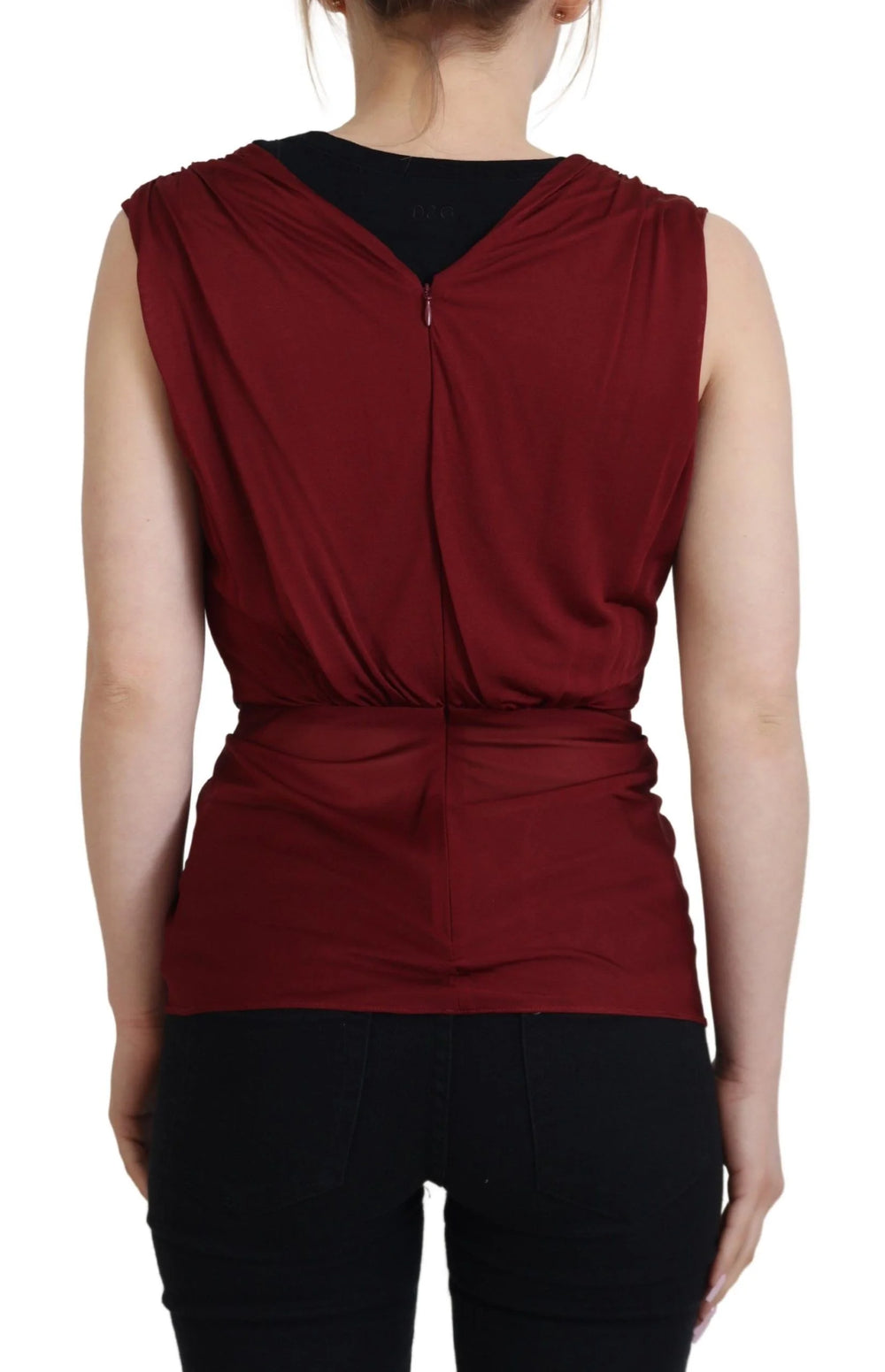 Dolce & Gabbana Bordeaux Silk Stretch Top Vest Blouse - Blouses