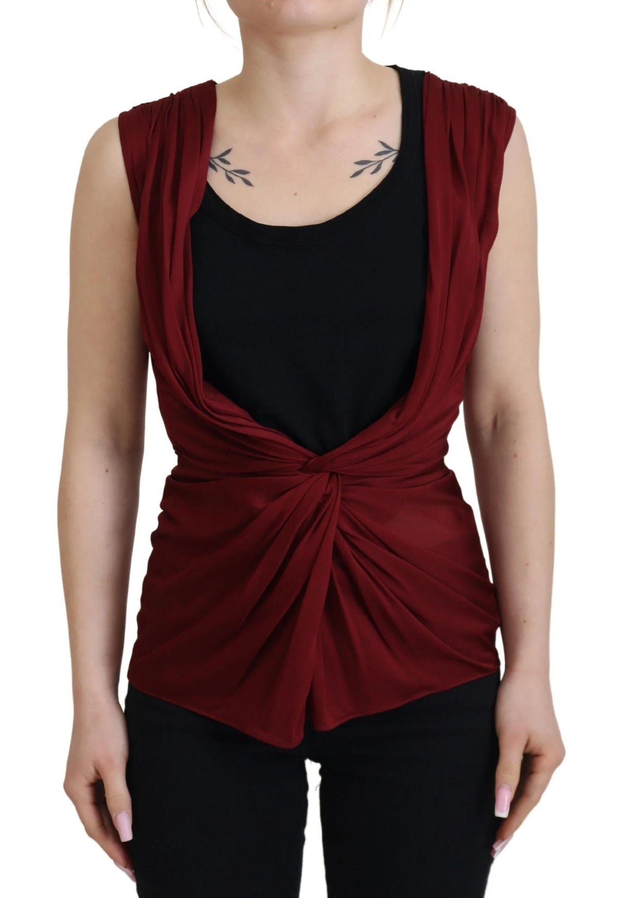 Dolce & Gabbana Bordeaux Silk Stretch Top Vest Blouse - Blouses