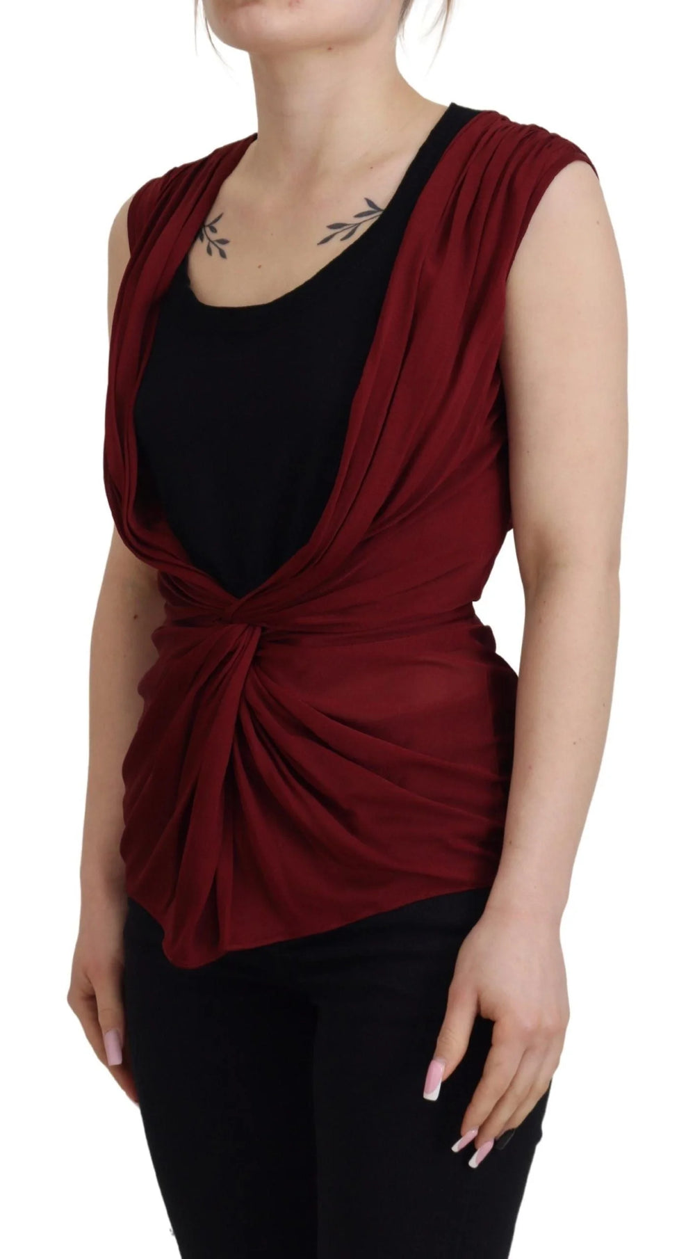 Dolce & Gabbana Bordeaux Silk Stretch Top Vest Blouse - Blouses