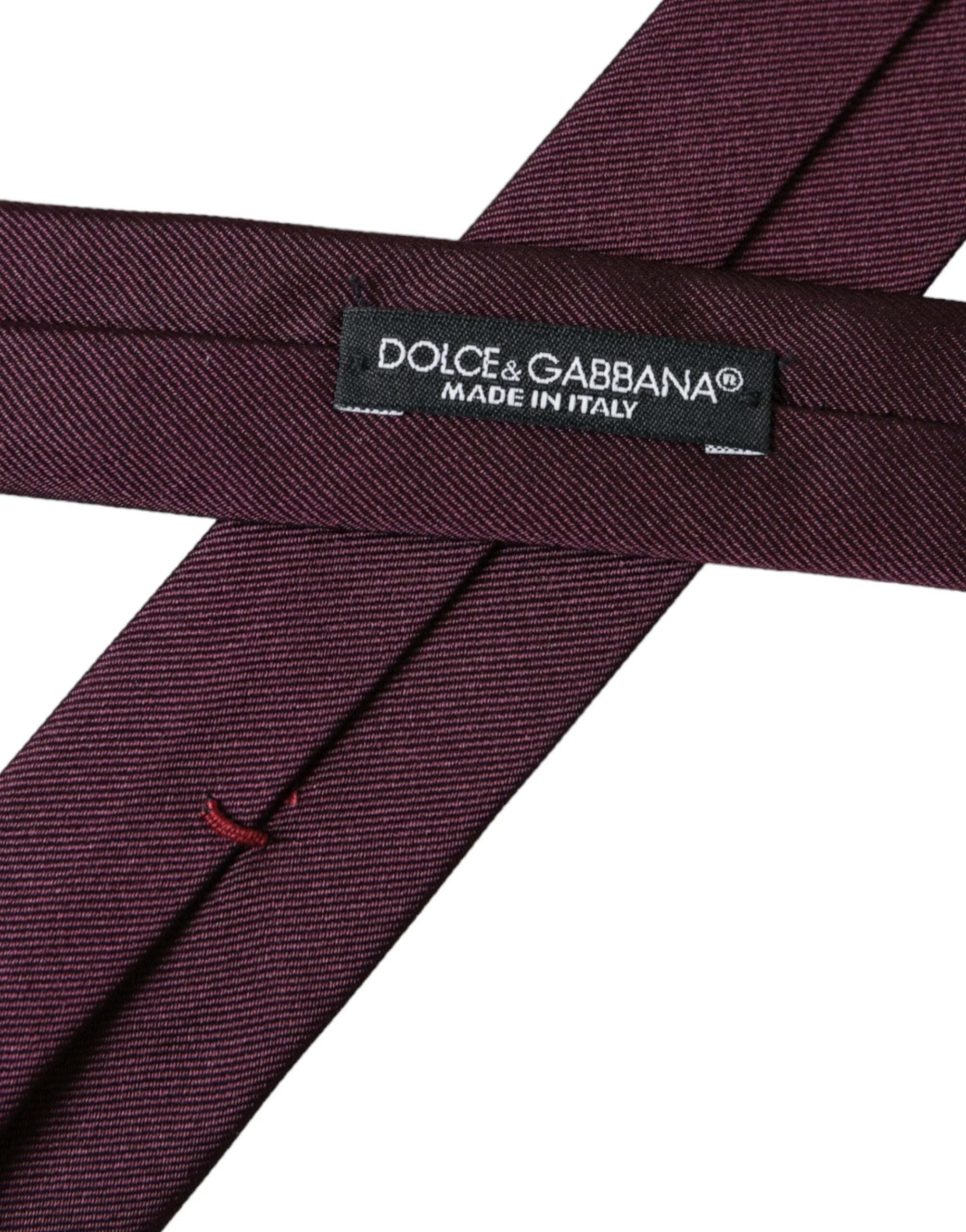 Dolce & Gabbana Bordeaux Solid 100% Silk Adjustable Men Tie - Neckties