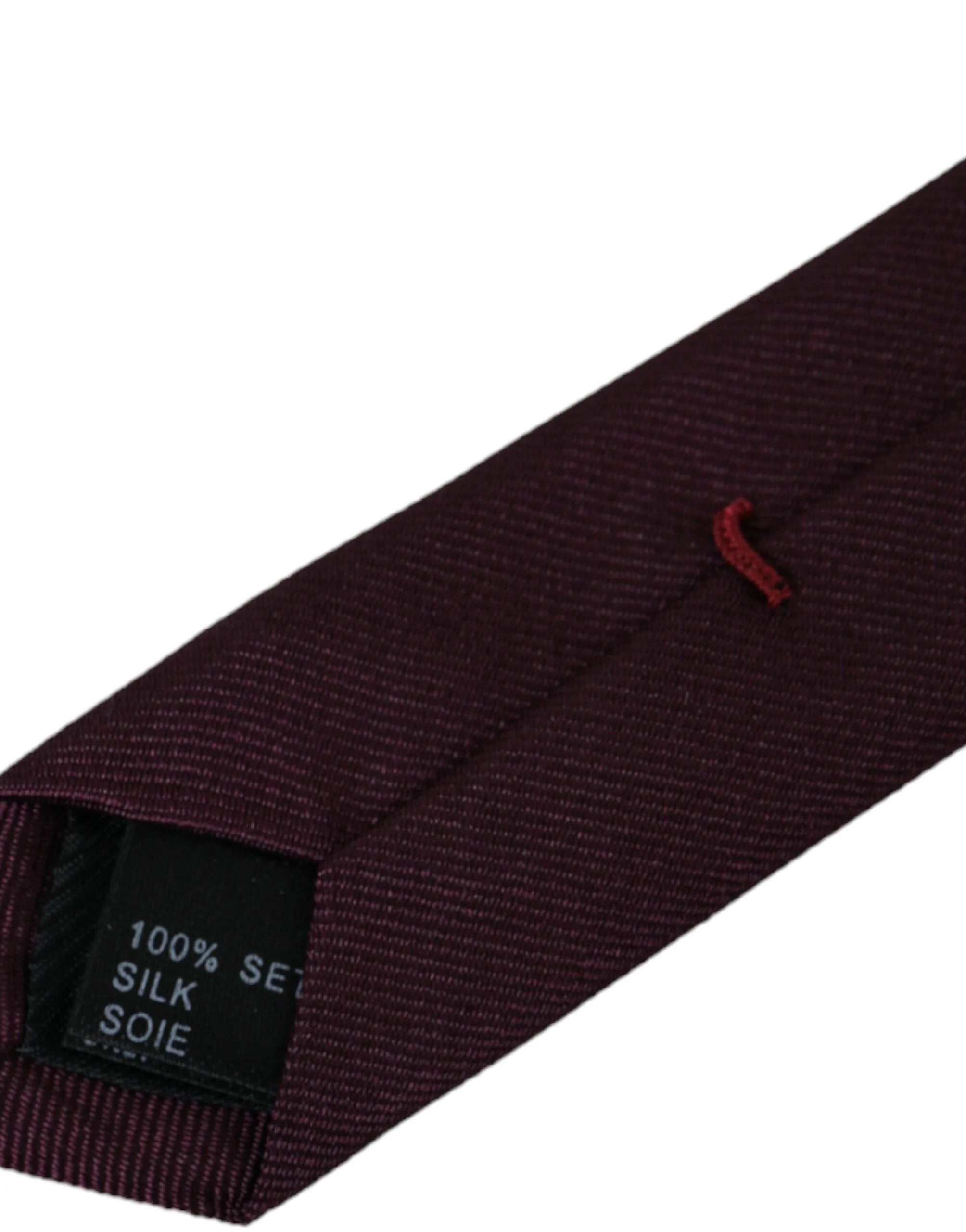 Dolce & Gabbana Bordeaux Solid 100% Silk Adjustable Men Tie - Neckties