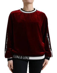 Dolce & Gabbana Bordeaux Velvet Crew Neck Pullover Sweater - IT36|XXS - Sweaters