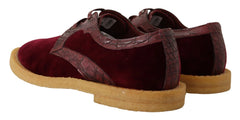Dolce & Gabbana Bordeaux Velvet Exotic Leather Shoes - EU44/US11