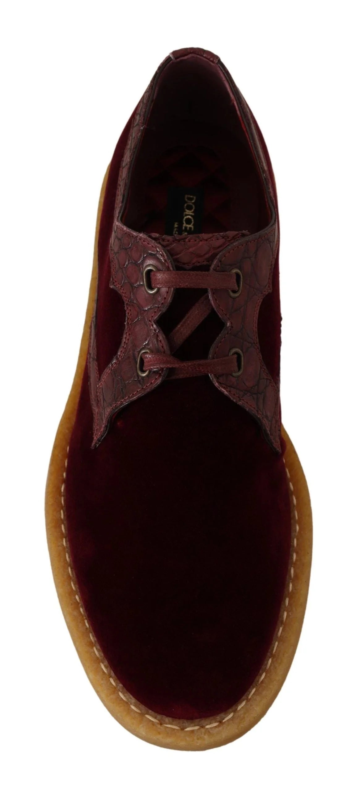 Dolce & Gabbana Bordeaux Velvet Exotic Leather Shoes - EU44/US11