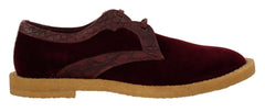 Dolce & Gabbana Bordeaux Velvet Exotic Leather Shoes - EU44/US11