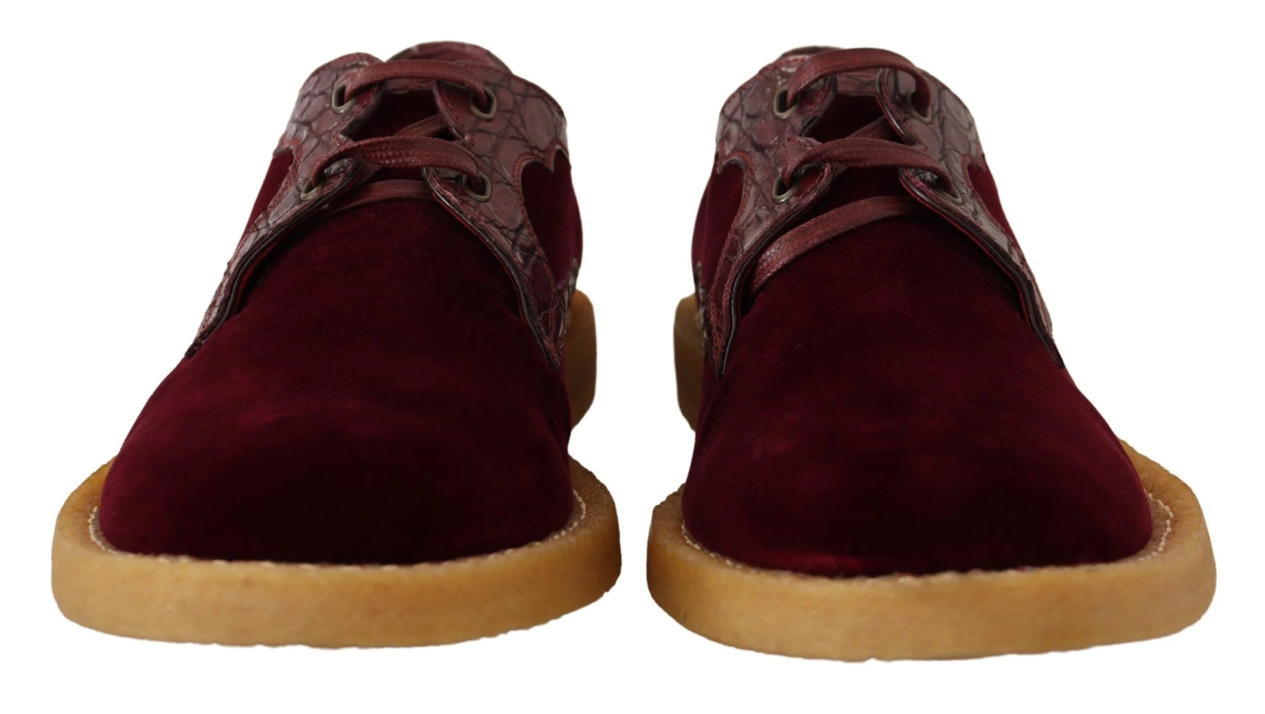 Dolce & Gabbana Bordeaux Velvet Exotic Leather Shoes - EU44/US11